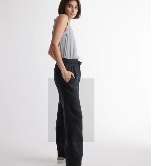 100% European Linen Wide Leg Pants in Black - Size L - Picture 3 of 7